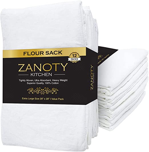 Cotton Flour Sack Towel (28 x 28 Inch / White)